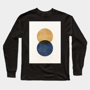 Circle Abstract - Gold Navy Blue Texture Long Sleeve T-Shirt